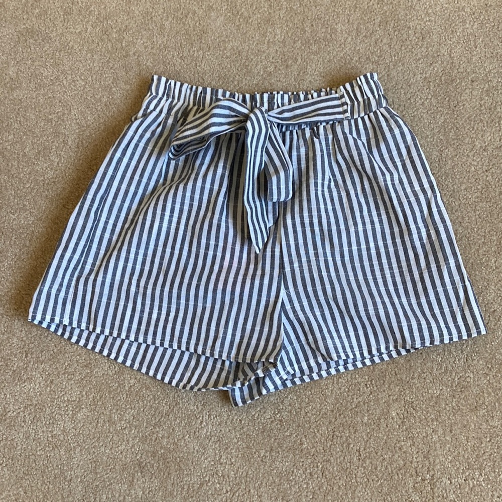 Stripped paper bag shorts